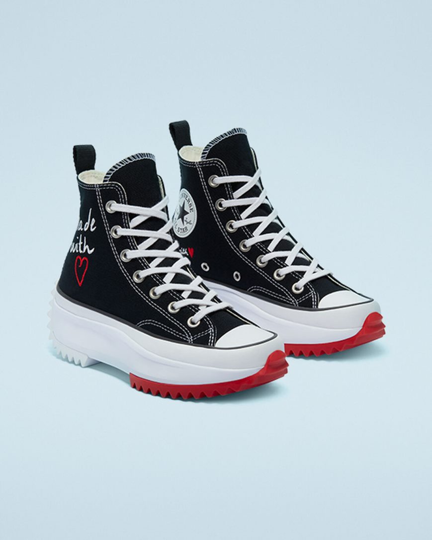 Women's Converse Run Star Hike Made With Love High Top Platform Shoes Black / White / Red | AU 143E5W